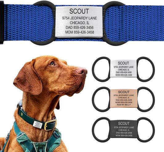 Road iD Personalized Dog Tags for Pets, Silent Name Tag for Dog Collar