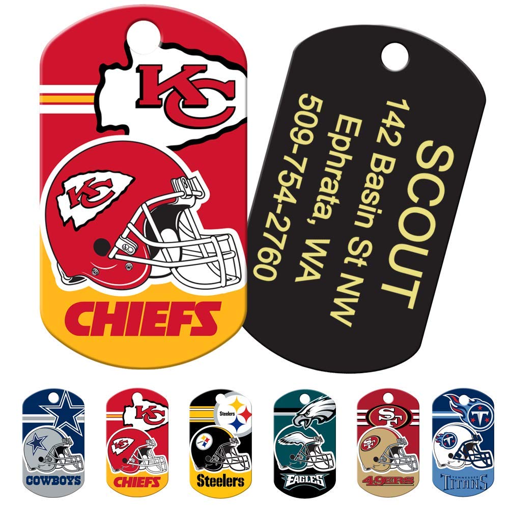 GoTags Personalized NFL Dog Tags, Custom Engraved Pet ID Tag, Oakland Raiders, Military Shape