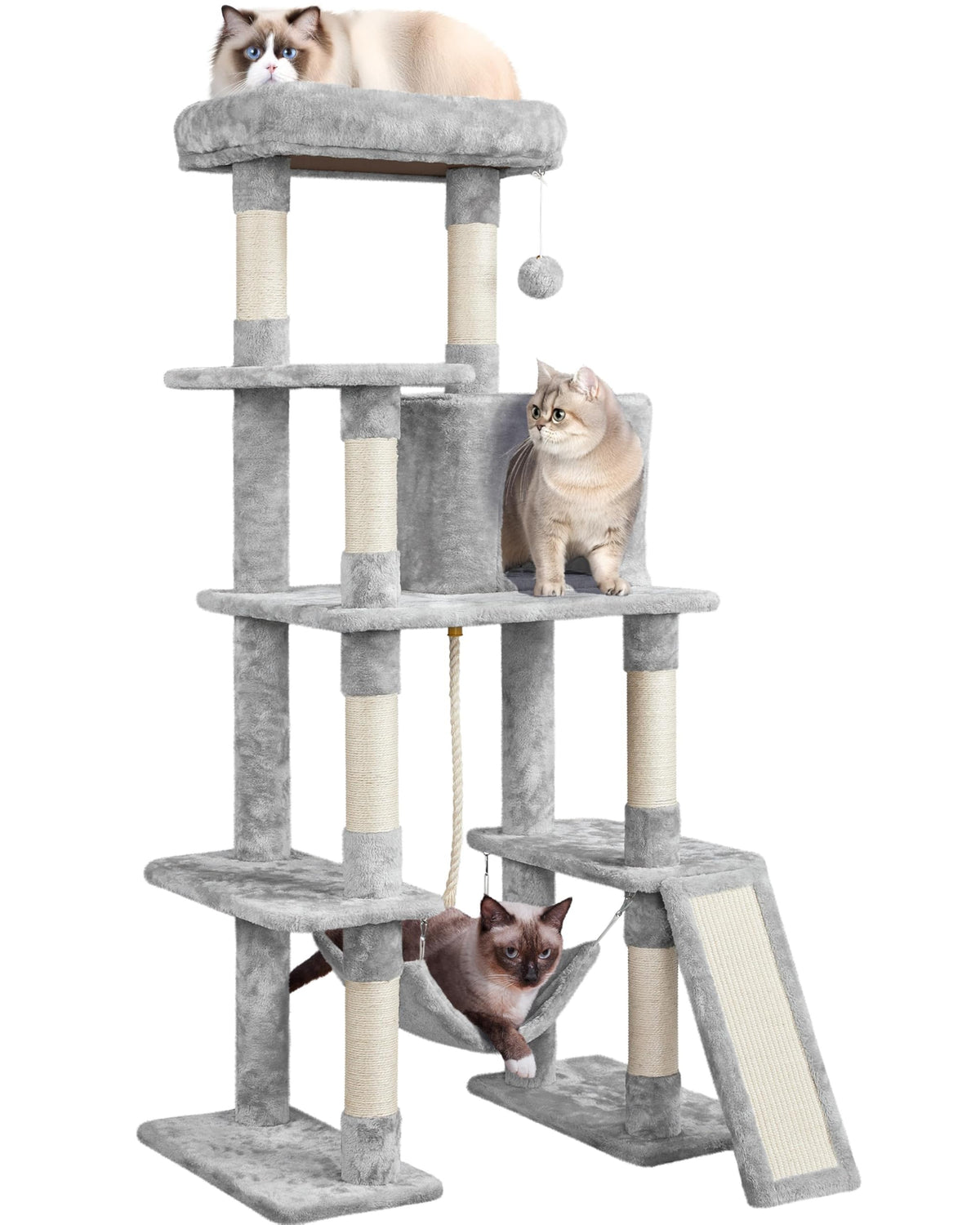 Yaheetech 63in Sturdy Large Cat Tree for Indoor Heavy Cats, Tall Tower