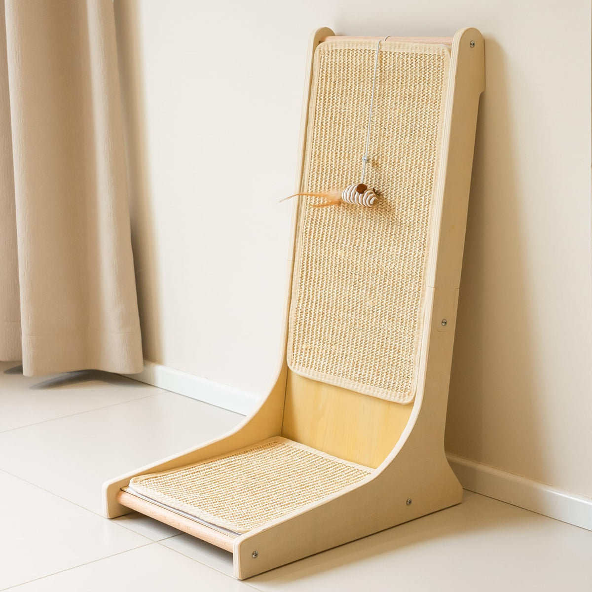 PETKARAY Couch Corner Cat Scratcher, 28'' Corner Scratching Post Cat Wall Scratcher, Sisal Scratch Pad for Sofa, Wall Furniture Protector with Toy Ball