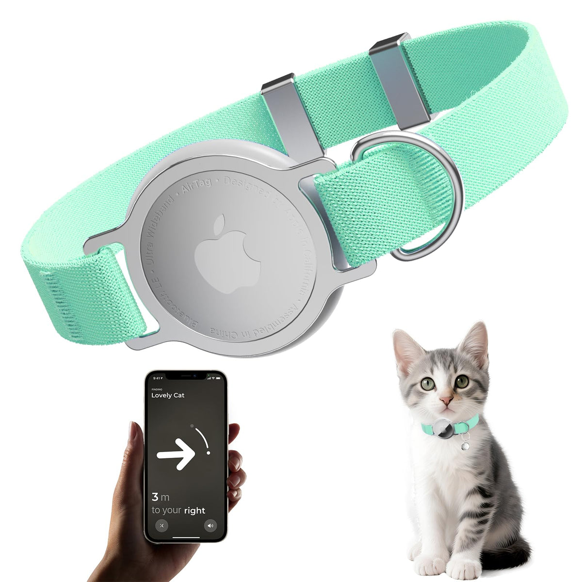 AirTag Cat Collar, Elastic Tracker Collar with Airtag Holder and Bell