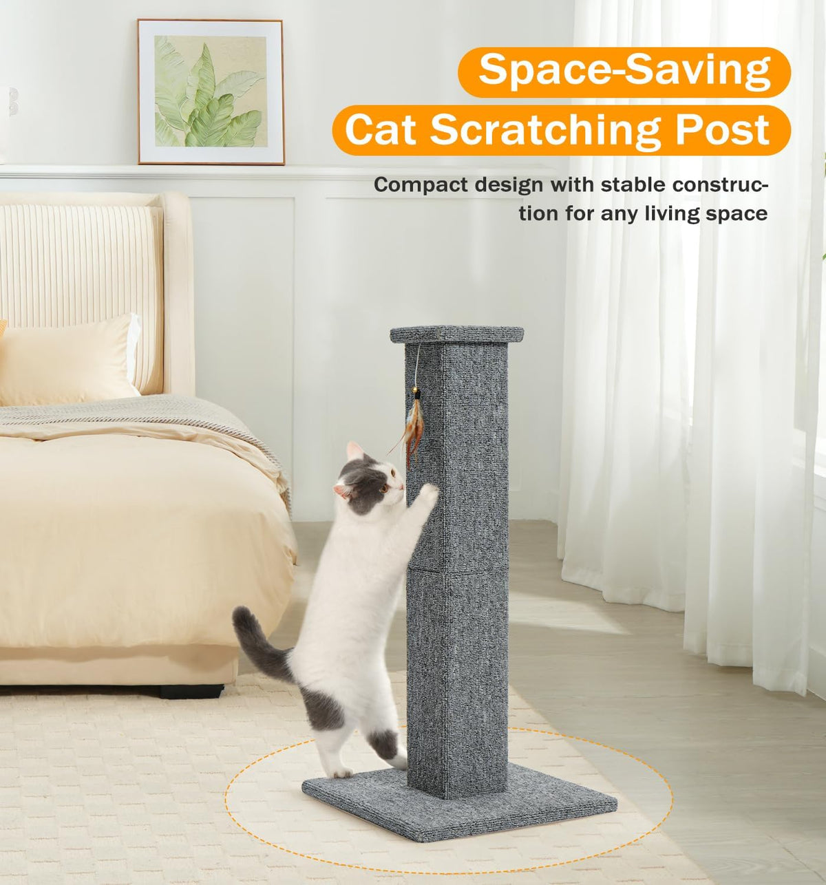 Made4Pets Cat Scratching Post for Indoor Cats, Carpet Cat Scratcher, 32"