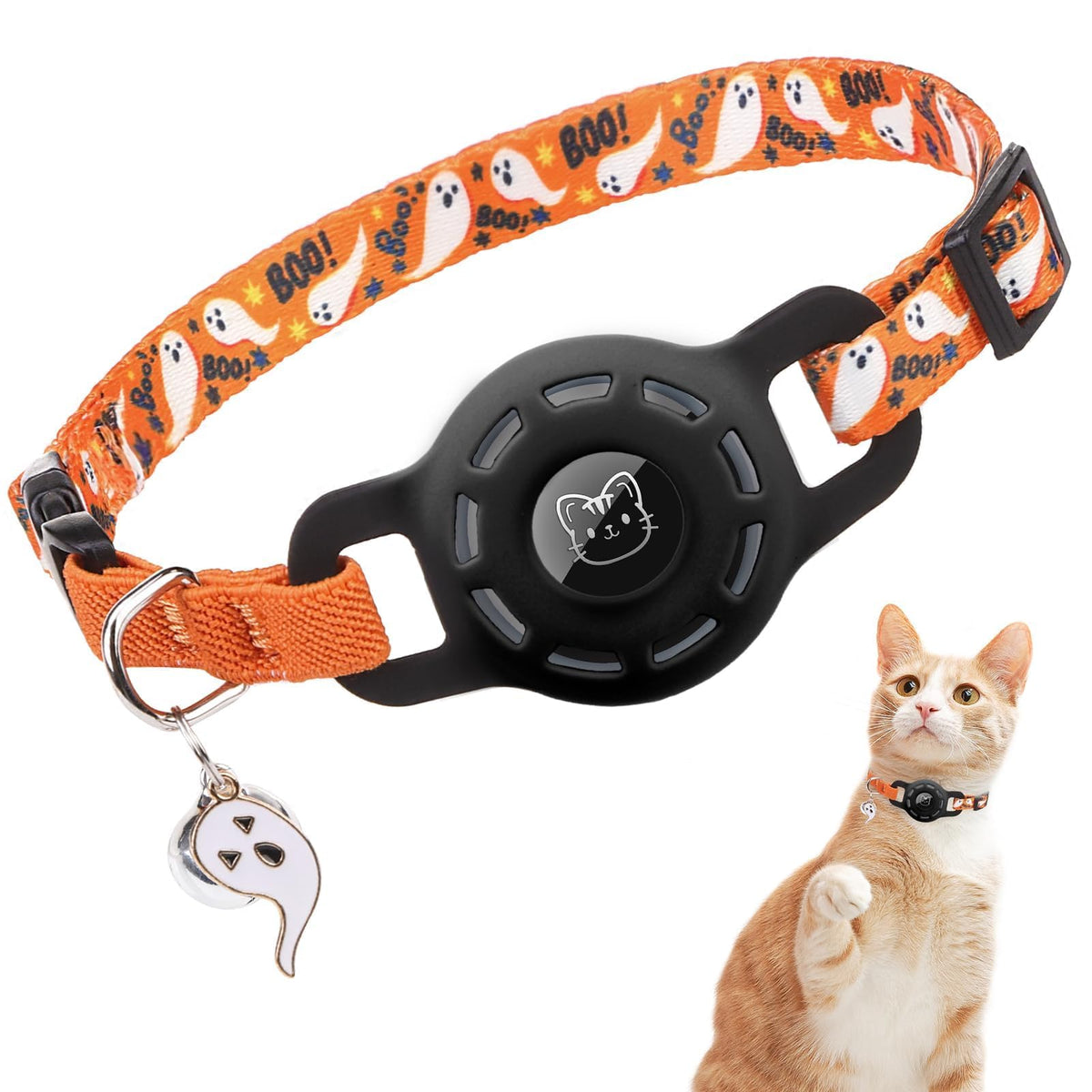 BINGPET AirTag Cat Collar Breakaway, Collar with Airtag Holder and Bell