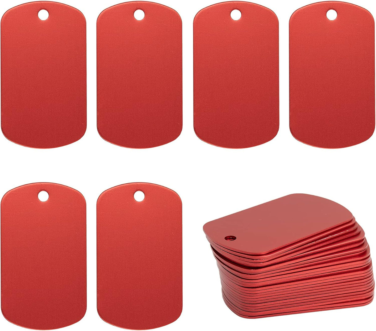 Aluminum Blank Tags Stamping Blanks 25 Pack (Red)