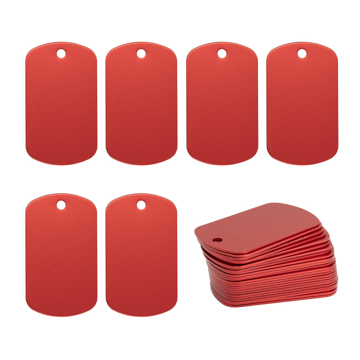 Aluminum Blank Tags Stamping Blanks 25 Pack (Red)