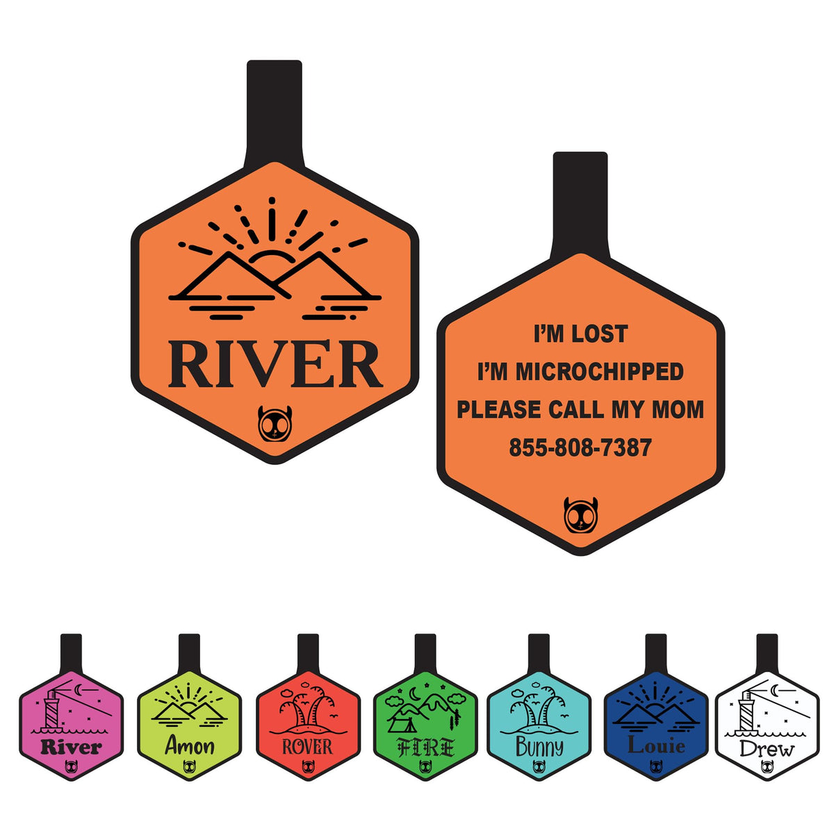 Silicone Silent Dog Tag Personalized with 5 Lines of Custom Deep Engraved Durable Soundless Pet ID Name Tag Hexagon Tiffany