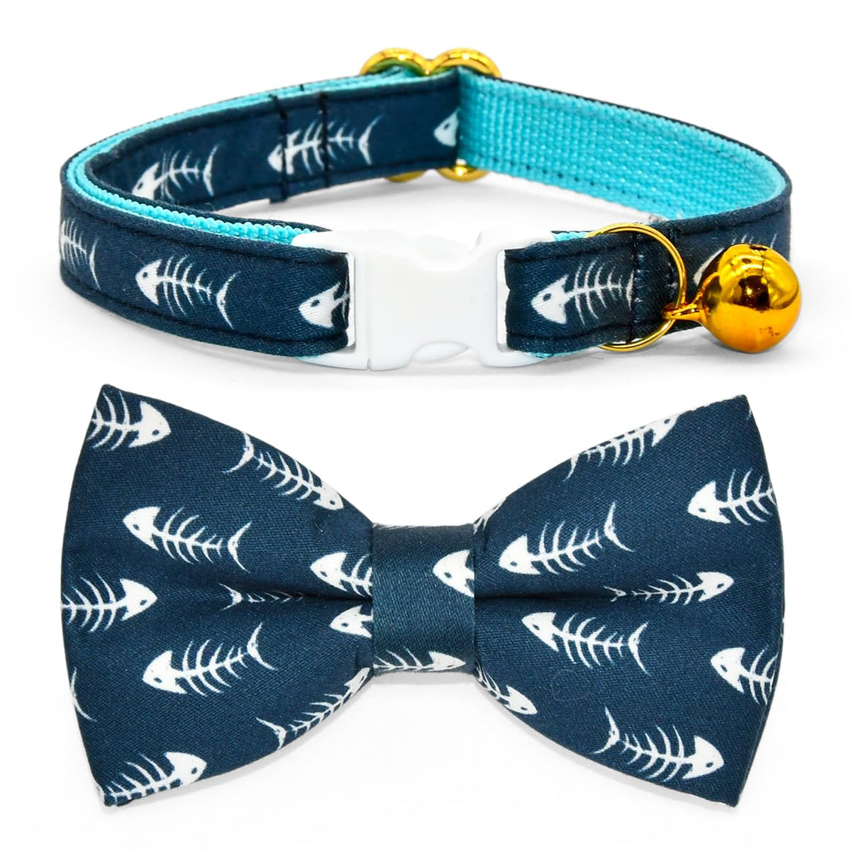 Cheese Cat Bow Tie Collar, Blue & Yellow Cheese Pattern, Wedding/Birthday/Festivals Cat Collar, Quick Release Safety Breakaway Collar