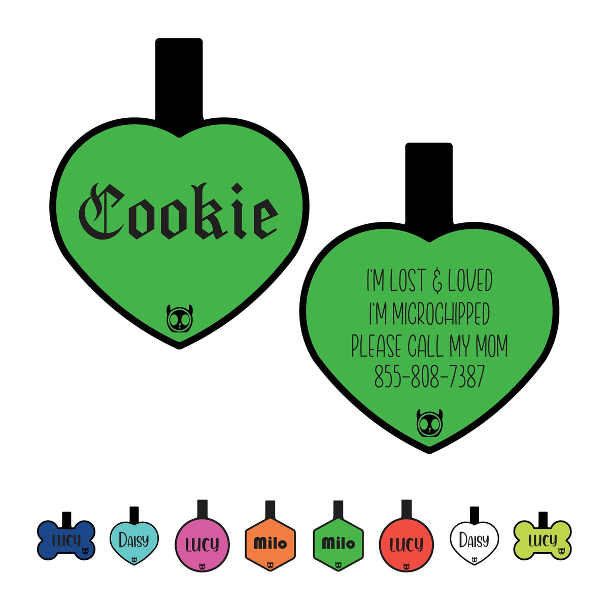 Silicone Silent Dog Tag Personalized with 5 Lines of Custom Deep Engraved Durable Soundless Pet ID Name Tag Bone Tiffany