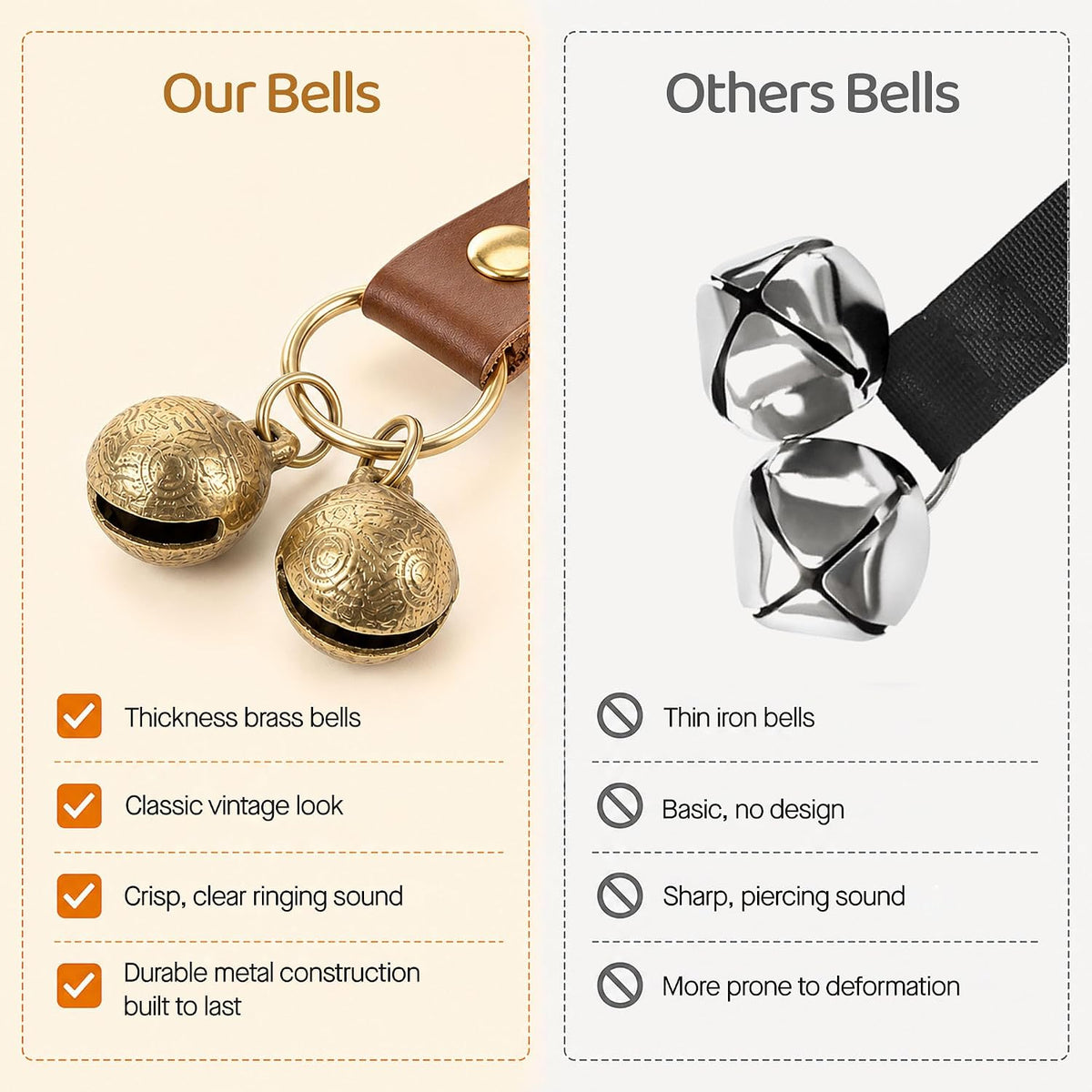 Kytely Leather Dog Doorbells to Go Outside, Brass Bells for Potty Training