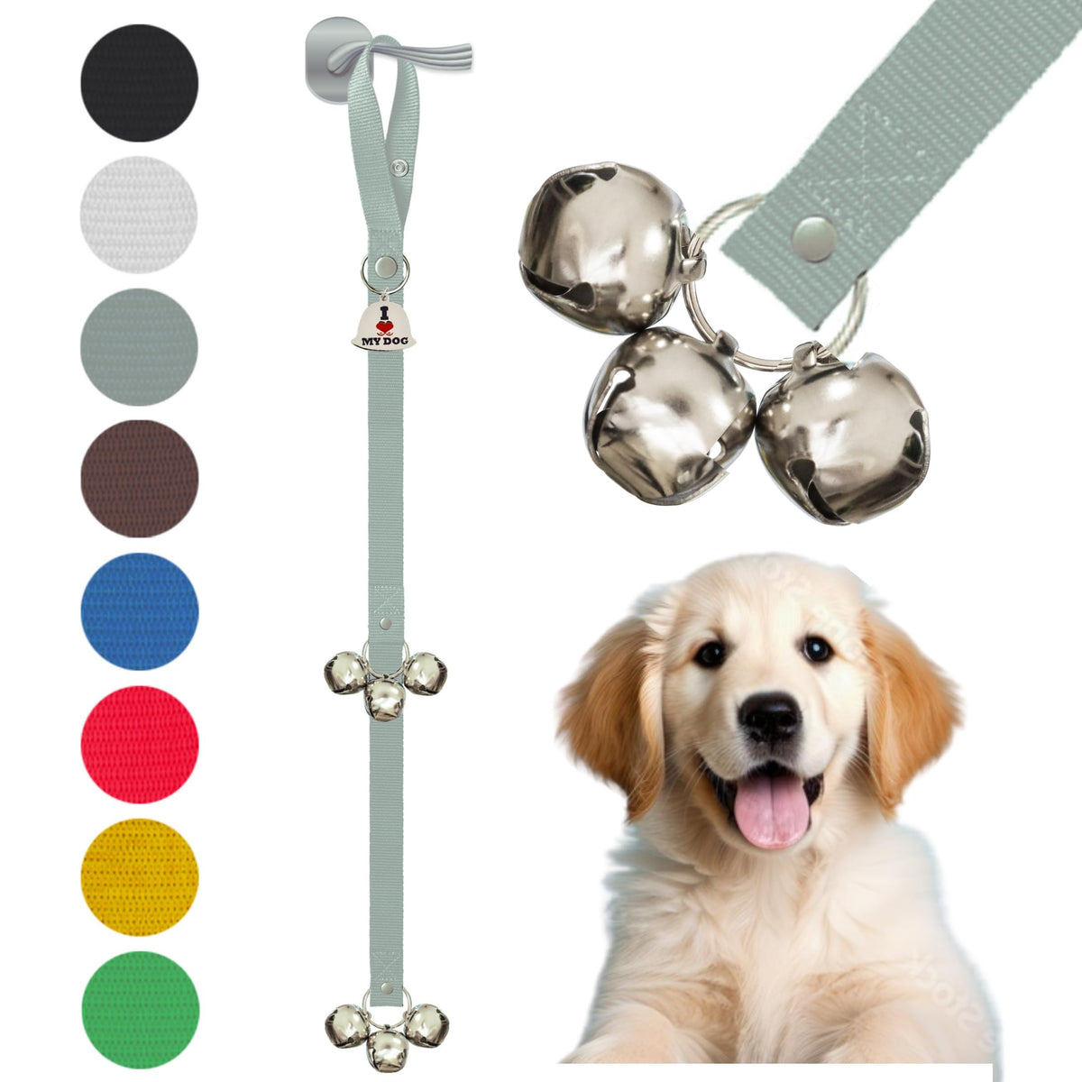 Caldwell's Pet Supply Co. Dog Potty Bells, Dog Door Bell, Bells To Go Outside, Potty Training Bell, Dogs Doorbell, Dogs Potty Doorbell, Ring To Go Pee, All Breed Puppy Training Tool - Black (Set of 2)