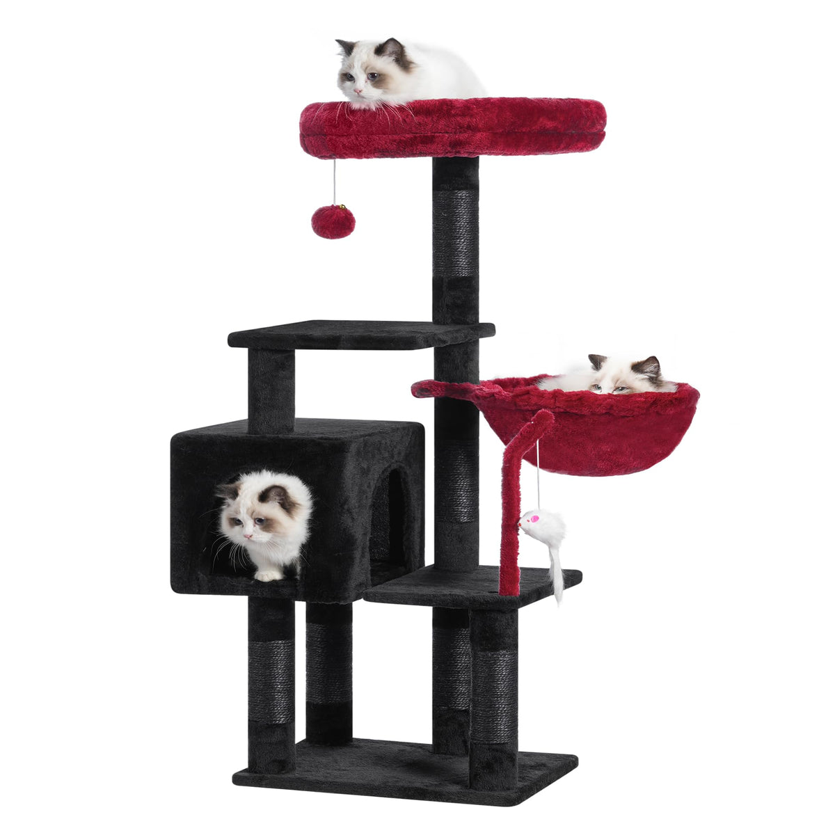 Heybly Cat Tree with Toy, 43.3 inch Cat Tower for Indoor Cats HCT004SW