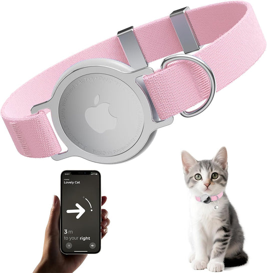 AirTag Cat Collar, Elastic Tracker Collar with Airtag Holder and Bell