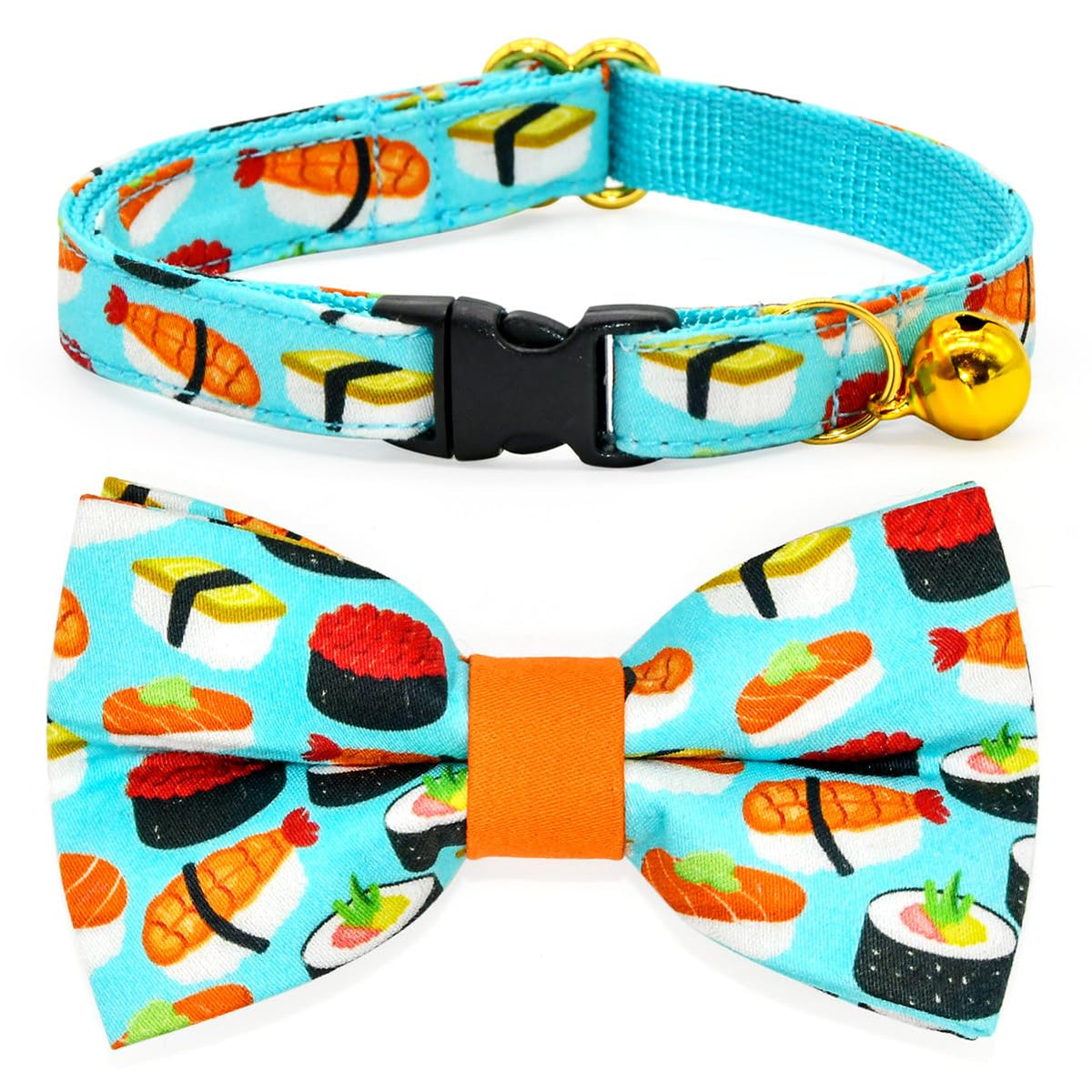 Cheese Cat Bow Tie Collar, Blue & Yellow Cheese Pattern, Wedding/Birthday/Festivals Cat Collar, Quick Release Safety Breakaway Collar