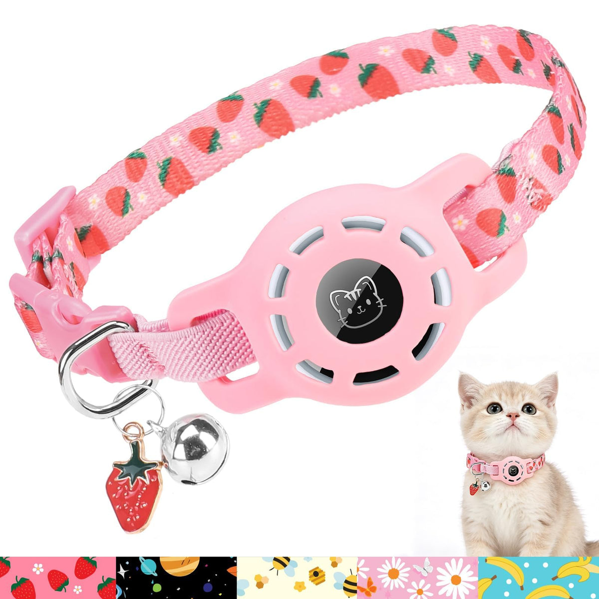 BINGPET AirTag Cat Collar Breakaway, Collar with Airtag Holder and Bell
