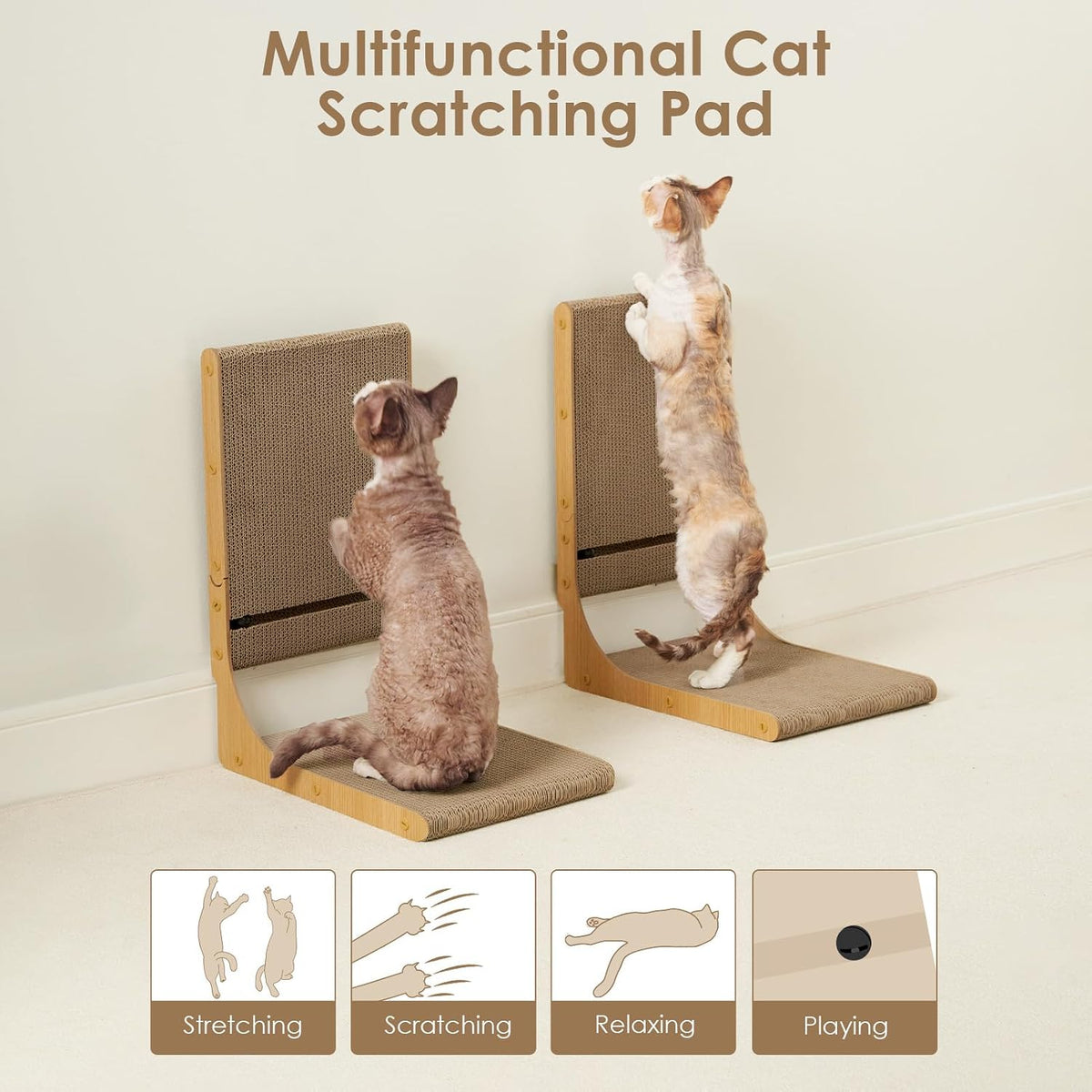 EHEYCIGA 2-Pack Cat Scratcher, 25.6 Vertical Indoor Cardboard Scratch Pad