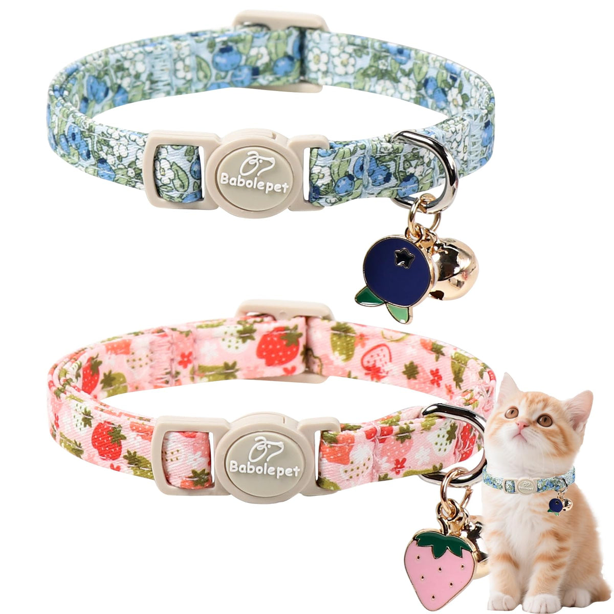 2 Pack Christmas Cat Collars - Breakaway Cat Collar with Bell, Christmas Tree and Reindeer Pendant, Winter Adjustable Kitten Collars for Girl Boy Cats, Pink Santa &Fair Isle