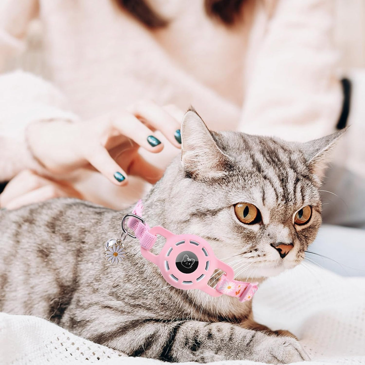 BINGPET AirTag Cat Collar Breakaway, Collar with Airtag Holder and Bell