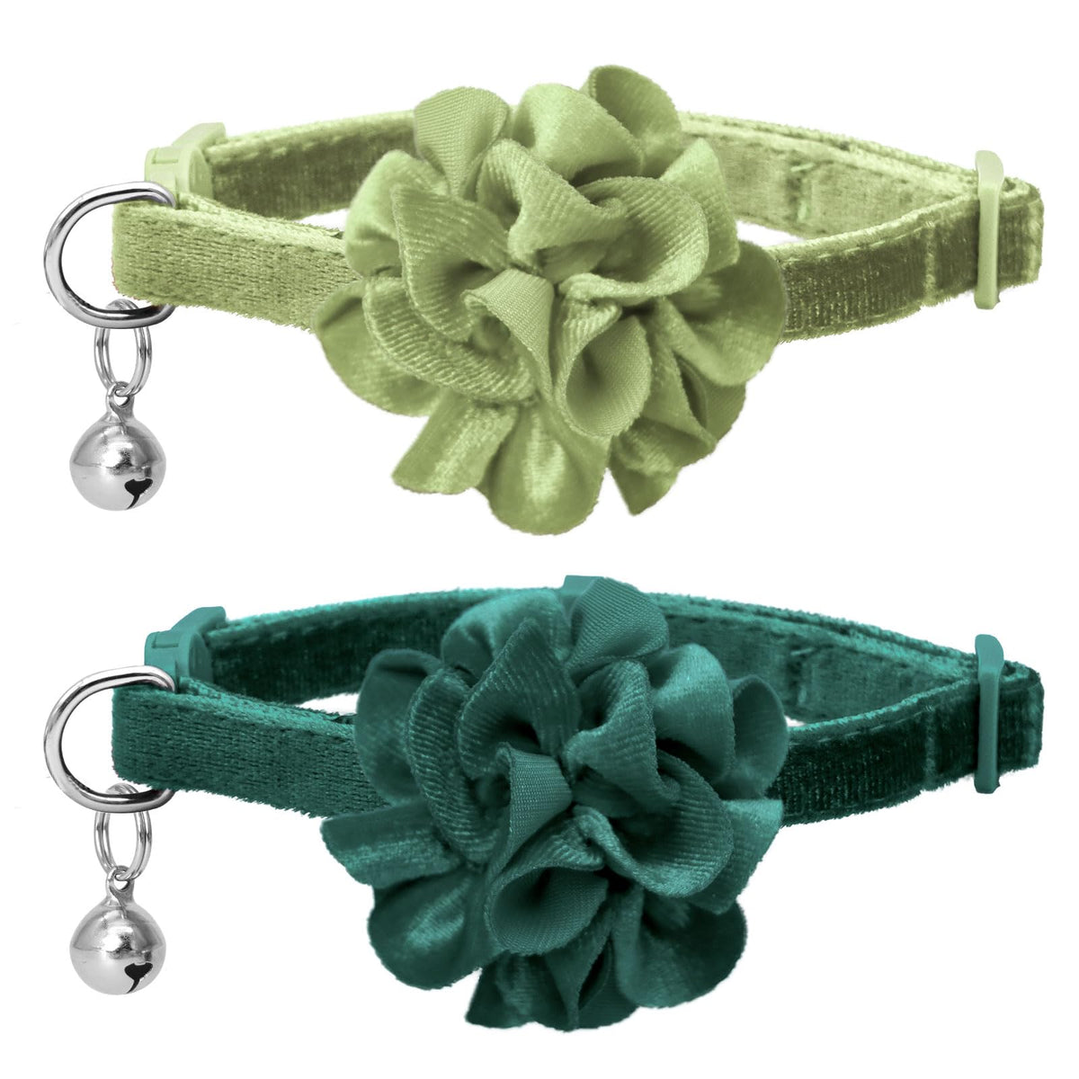 azuza 2 Pack Breakaway Cat Collars with Bell, Velvet Floral Red Cat Collar