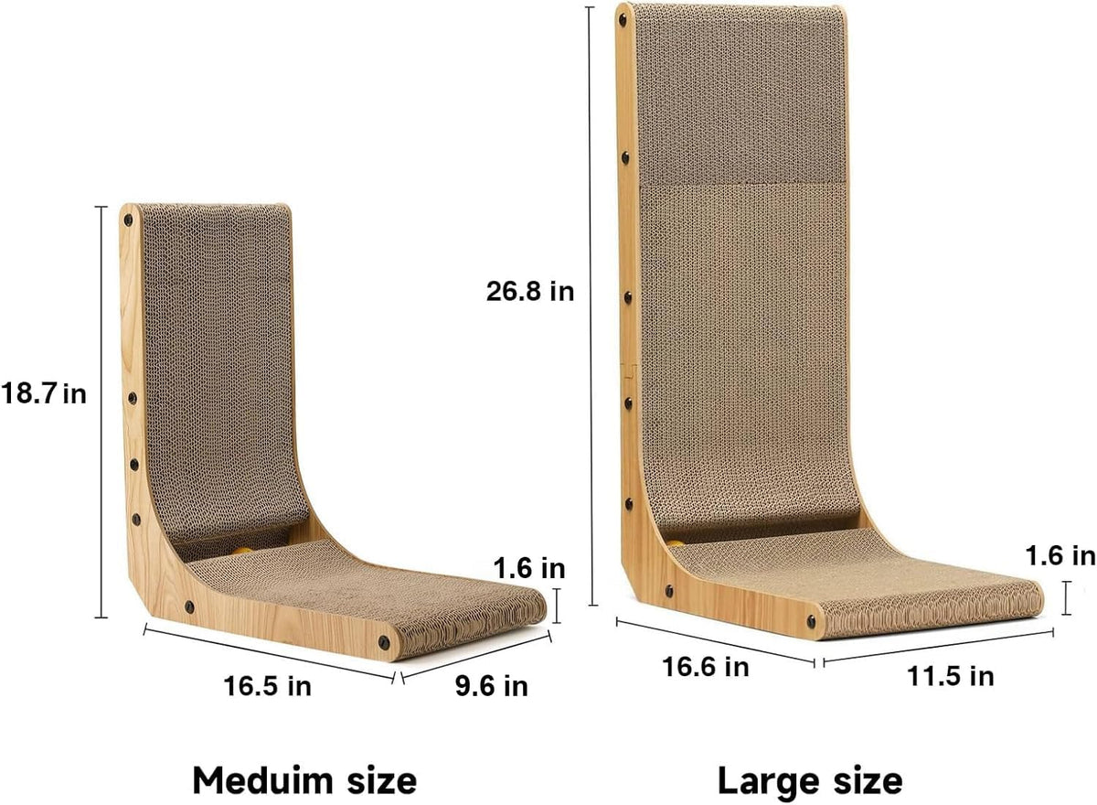 FUKUMARU Cat Scratcher, 18.7 Inch L Shaped Cat Scratch Pad Wall Mounted