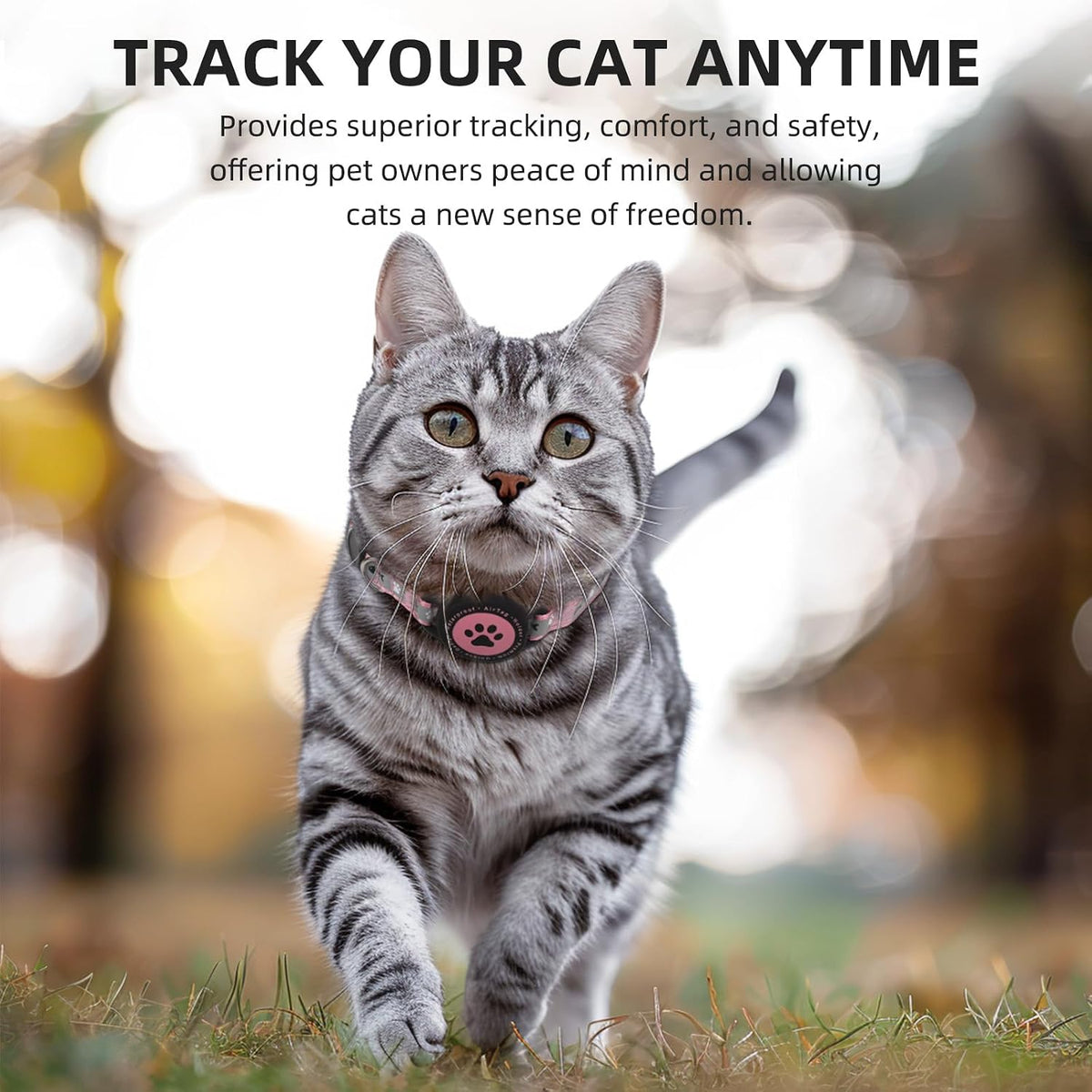 Waterproof Airtag Cat Collar, Breakaway Cat Airtag Collar with Bell