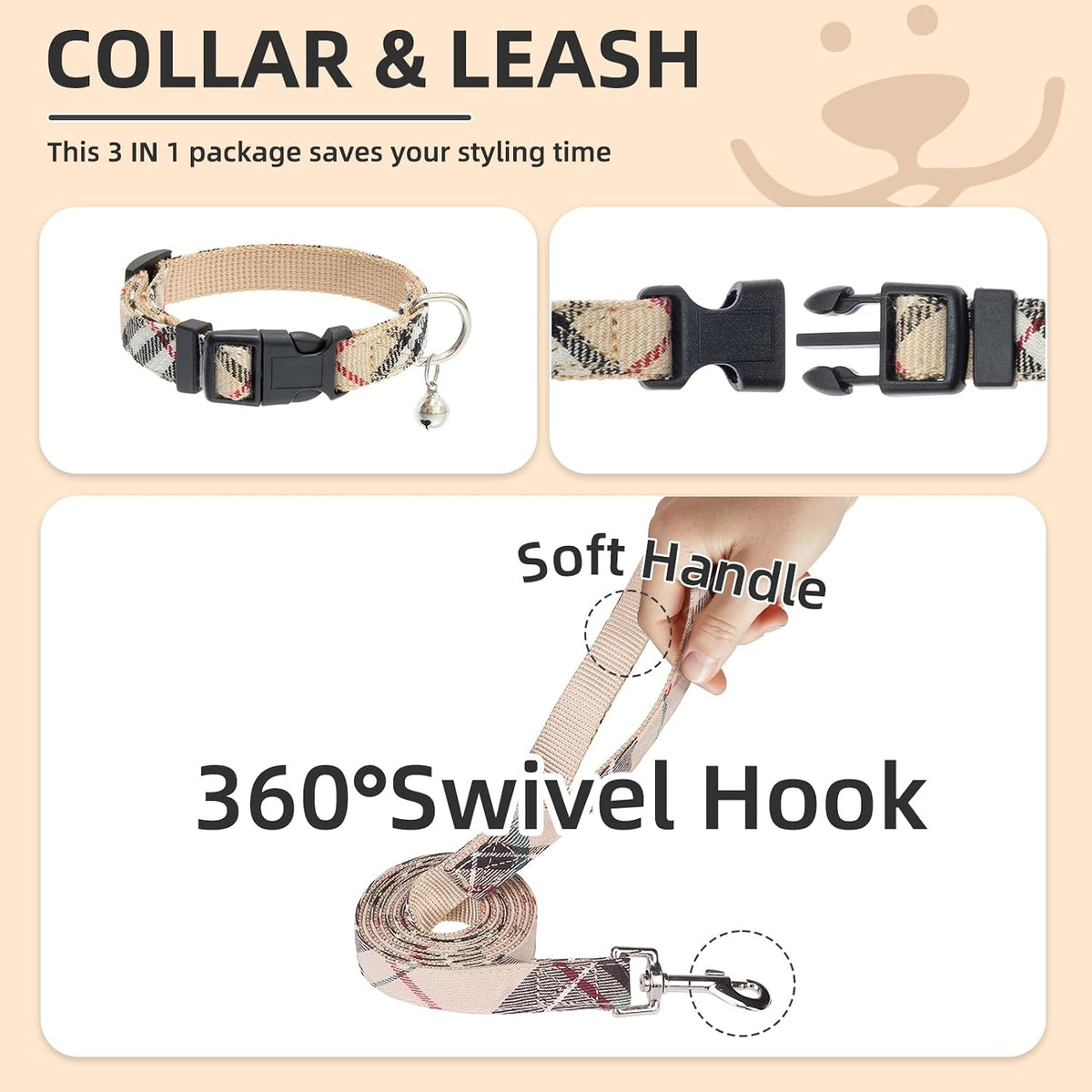 PUPTECK Adjustable Pet Harness Collar &Leash Set Step in for Small Dogs Puppy &Cats Outdoor Training &Running, Soft Mesh Padded Reflective Vest Harness,M: Chest girth: 16-18in Collar: 11.8-15.7in
