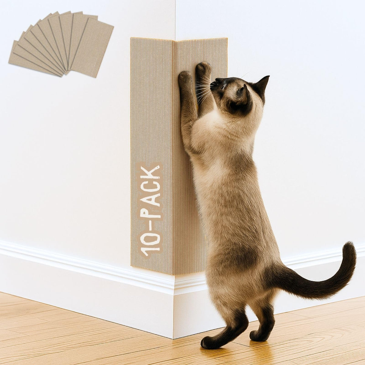 Cat Scratch Mat (3 Pack), 23.6’’ x 11.8’’ Cat Wall Corner Scratcher, Versatile Self-Adhesive Replacement Easy Use for Cat Trees Wall Furniture, Scratching Posts, and Couch Protection (Beige)