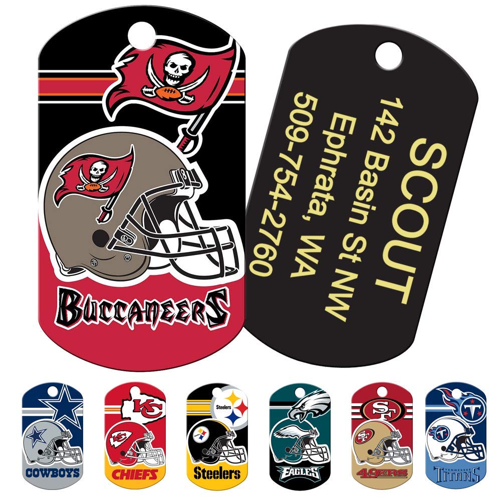 GoTags Personalized NFL Dog Tags, Custom Engraved Pet ID Tag, Oakland Raiders, Military Shape