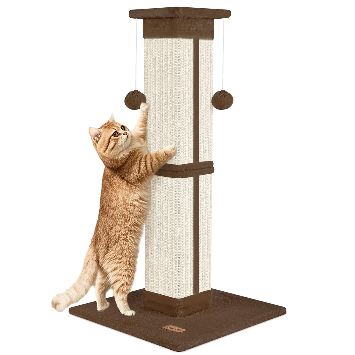 Cat Scratching Post 33 Inch for Indoor Cats, Tall Cat Scratcher with 100% Natural Sisal, Large Stable Base & 5 Inch Wide Post, Cat Scratch Post for Large Cats, Full-Body Stretching, Grey