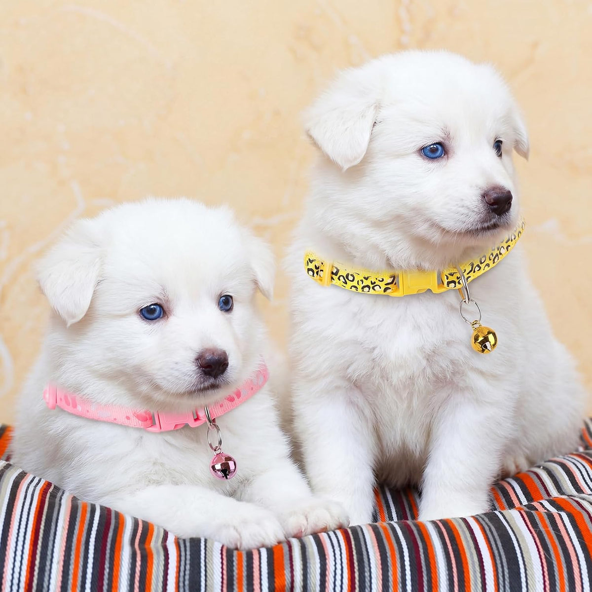 Yunsailing 24 Pcs Dog Collars with Bells for Litter Dog, Cute Pattern