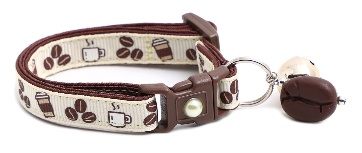 Coffee Cat Collar with Bell | Safety Breakaway Collar | Adjustable Large Size or Kitten (Small(10lbs & Less), Pink)