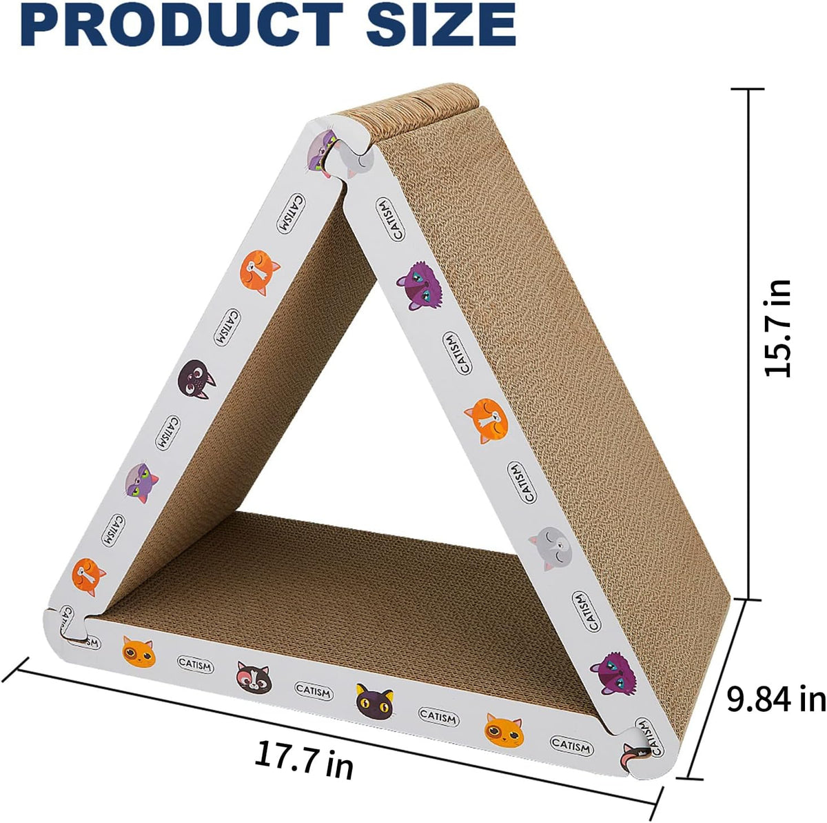 CATISM Cat Scratcher Cat Scratching Board - Foldable - Triangle, 6 Usable Sides Scratchers for Indoor Cats, Durable Recyclable Cats Cardboard Vertical(Pack of 3)