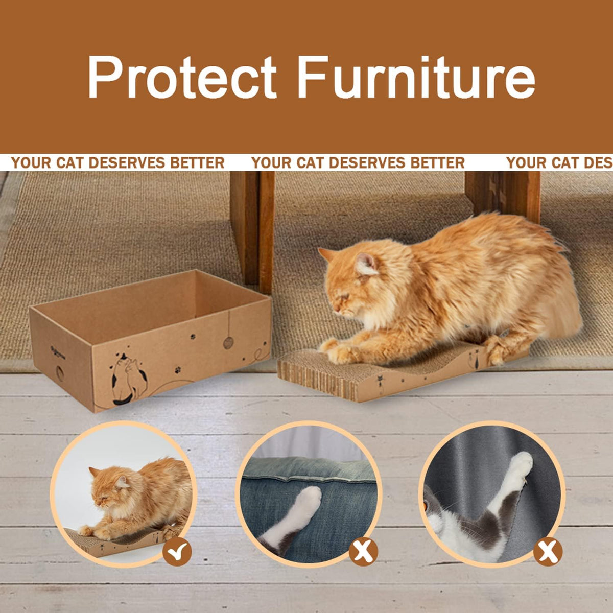 Cat Scratcher Cardboard Scratch Pad for Indoor Cats and Kitty 5pcs