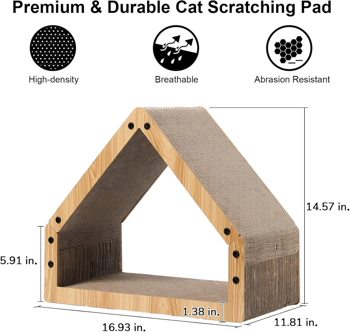FUKUMARU Cat Scratcher House, Cozy Cardboard Cat Bed Design Scratching Pad