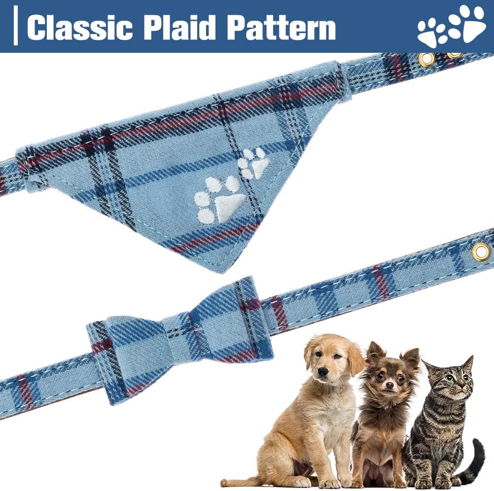 EXPAWLORER Dog Collar and Lead Set Embroidery Pawprint, Blue XS