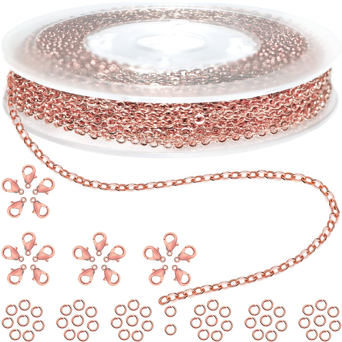 Jishi Steel Ball Chain Bead Dog Tag Chain Beaded Necklace Chains for Jewelry Making Bracelet Military Crafts, Silver Metal Pull Chain Small Ball Bead Chain Roll w/20 Connectors (Black, 33ft 2.4mm)