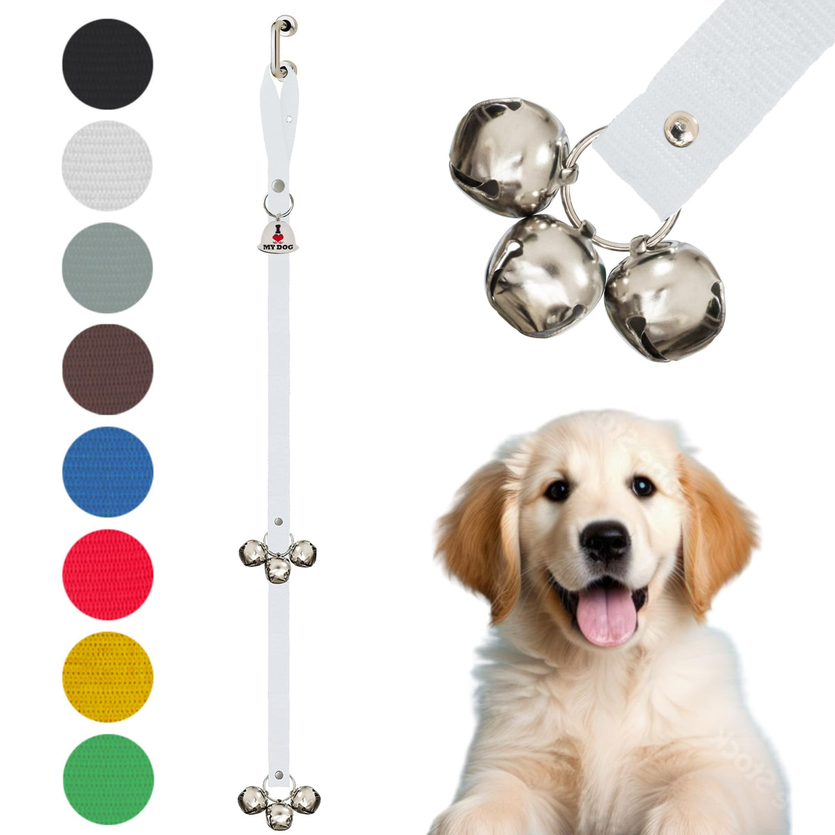 Caldwell's Pet Supply Co. Dog Potty Bells, Dog Door Bell, Bells To Go Outside, Potty Training Bell, Dogs Doorbell, Dogs Potty Doorbell, Ring To Go Pee, All Breed Puppy Training Tool - Black (Set of 2)