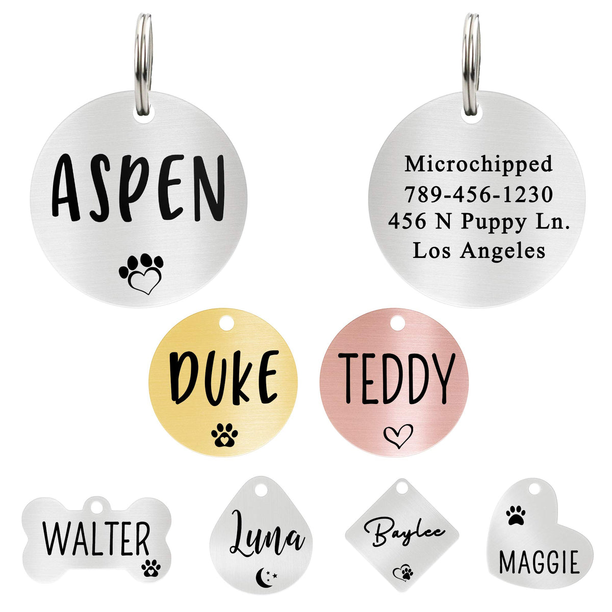 Ultra Joys Personalized Dog Cat ID Tag - Silver Round, Custom Your Own