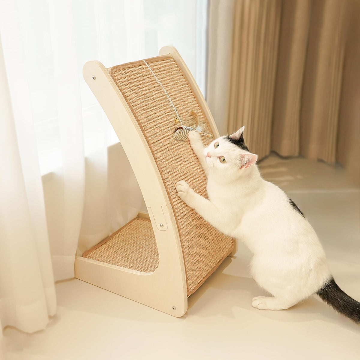 PETKARAY Cat Scratcher, Cat Sisal Scratching Ramp, L Shape Cat Scratch Pad for Indoor Cats, Wall Furniture Protector Large