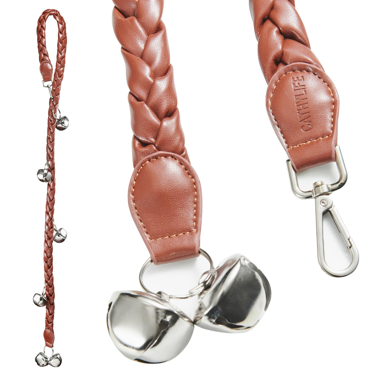 Leather Dog Doorbells to Go Outside, Brass Potty Training Bell