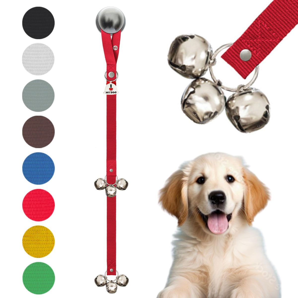 Caldwell's Pet Supply Co. Dog Potty Bells, Dog Door Bell, Bells To Go Outside, Potty Training Bell, Dogs Doorbell, Dogs Potty Doorbell, Ring To Go Pee, All Breed Puppy Training Tool - Black (Set of 2)