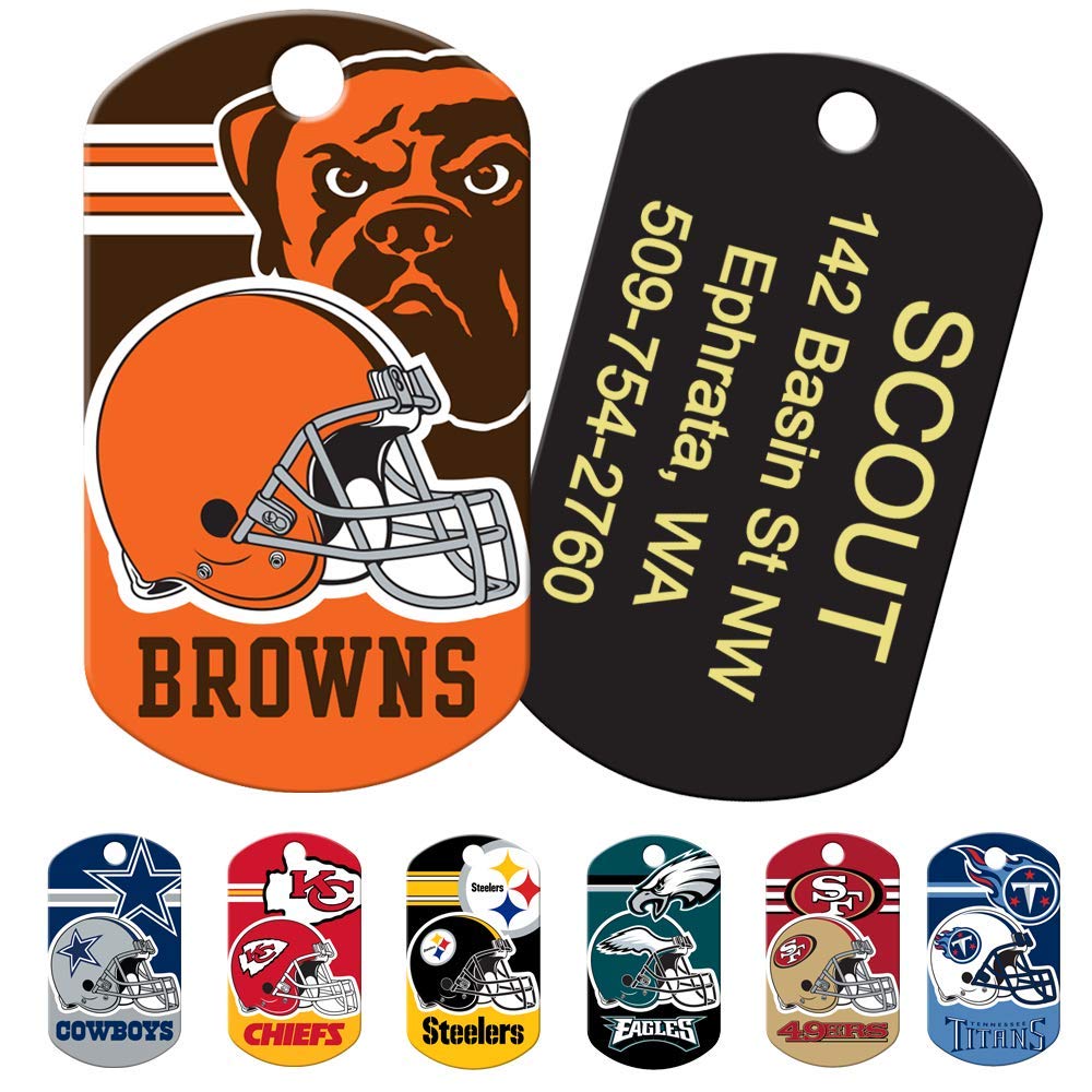 GoTags Personalized NFL Dog Tags, Custom Engraved Pet ID Tag, Oakland Raiders, Military Shape
