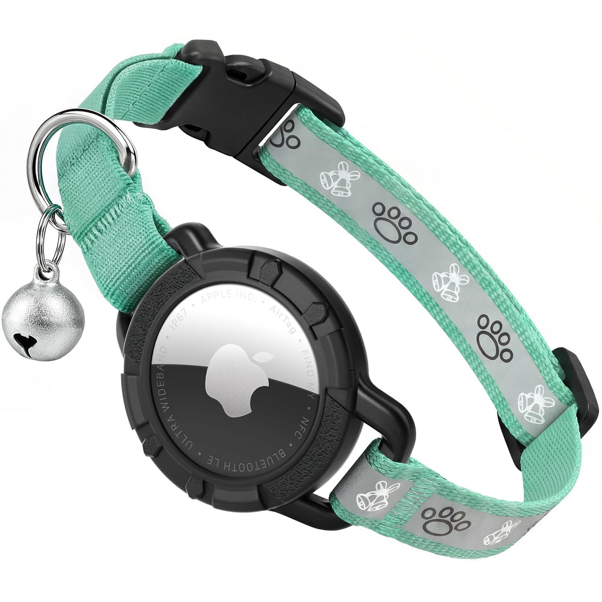 Breakaway AirTag Cat Collar, Reflective Cat Tracker Collar with Bell
