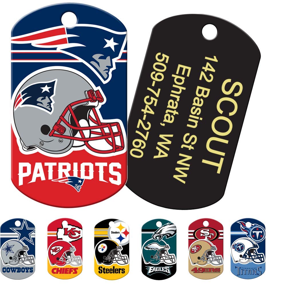 GoTags Personalized NFL Dog Tags, Custom Engraved Pet ID Tag, Oakland Raiders, Military Shape