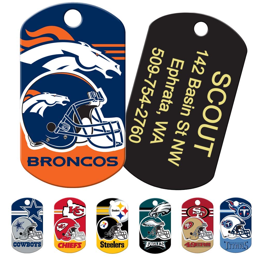 GoTags Personalized NFL Dog Tags, Custom Engraved Pet ID Tag, Oakland Raiders, Military Shape