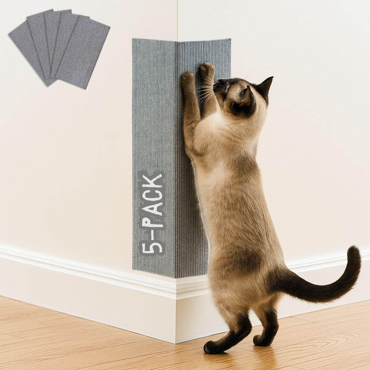 Cat Scratch Mat (3 Pack), 23.6’’ x 11.8’’ Cat Wall Corner Scratcher, Versatile Self-Adhesive Replacement Easy Use for Cat Trees Wall Furniture, Scratching Posts, and Couch Protection (Beige)