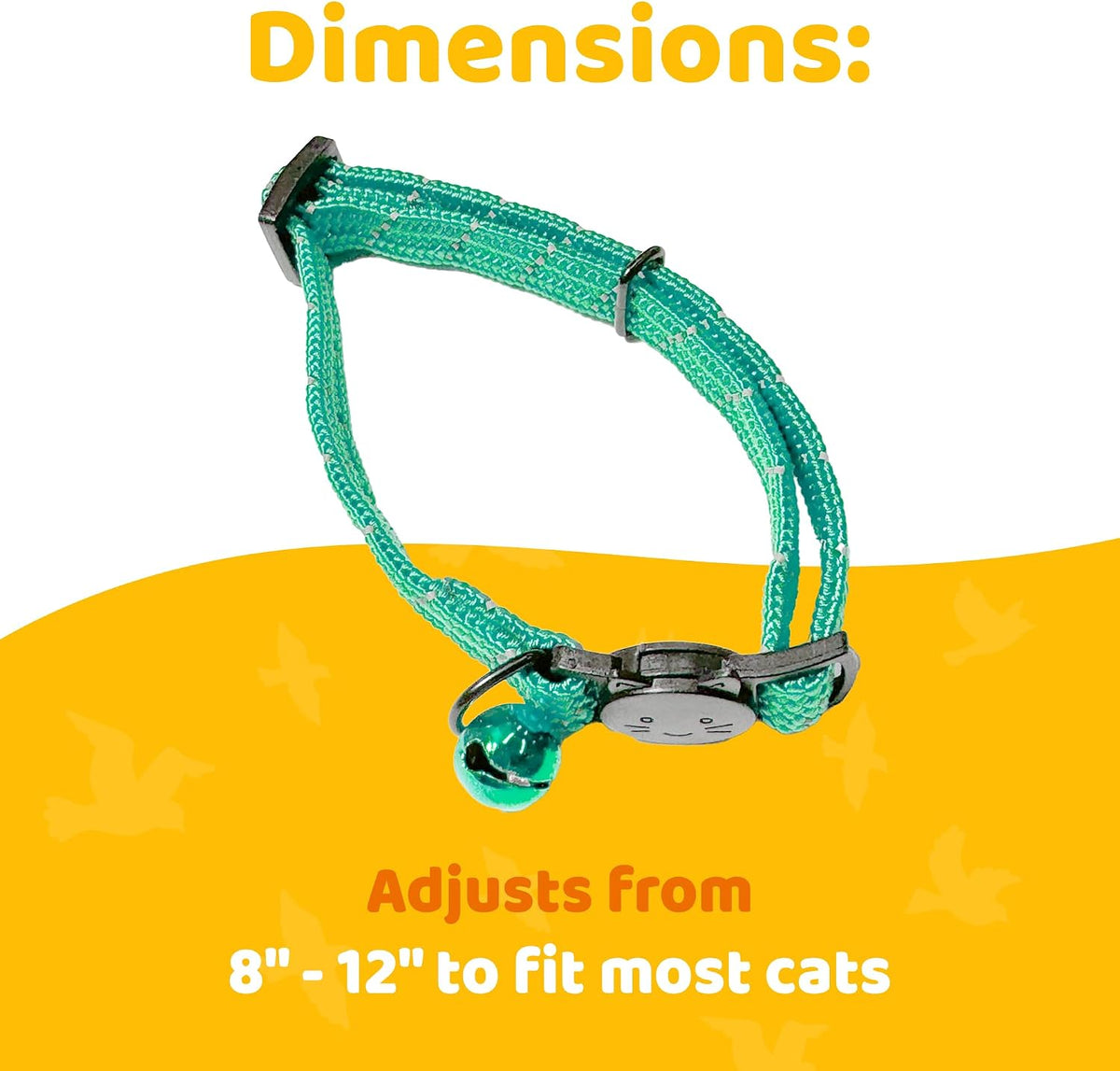 Birdsbesafe Reflective Breakaway Cat Collar with Bell, Safe Design, Green
