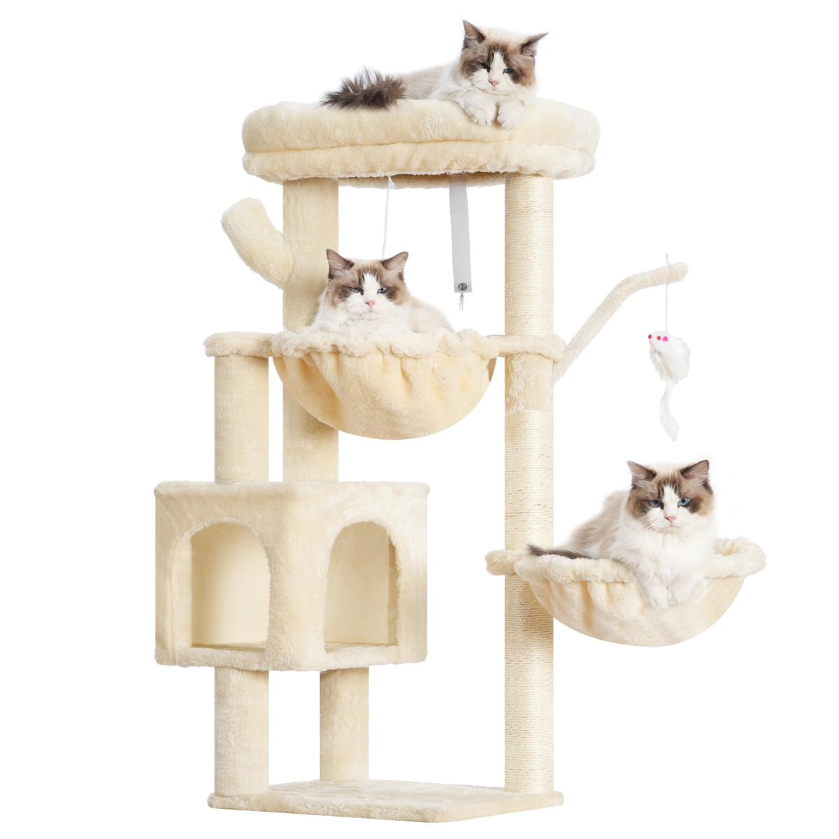 Heybly Cat Tree, 40" Tower with All-Sisal Wrapped Scratching Post HCT006SW