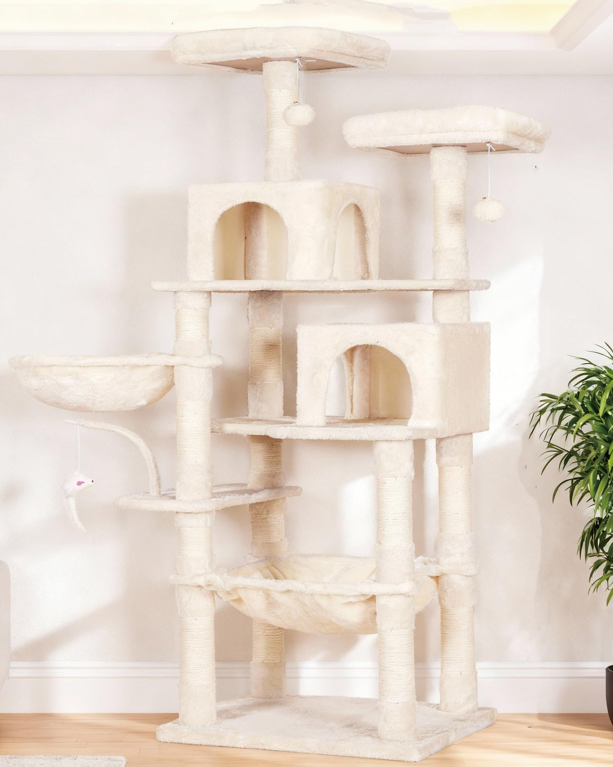 Heybly Cat Tree with Toy, 43.3 inch Cat Tower for Indoor Cats HCT004SW