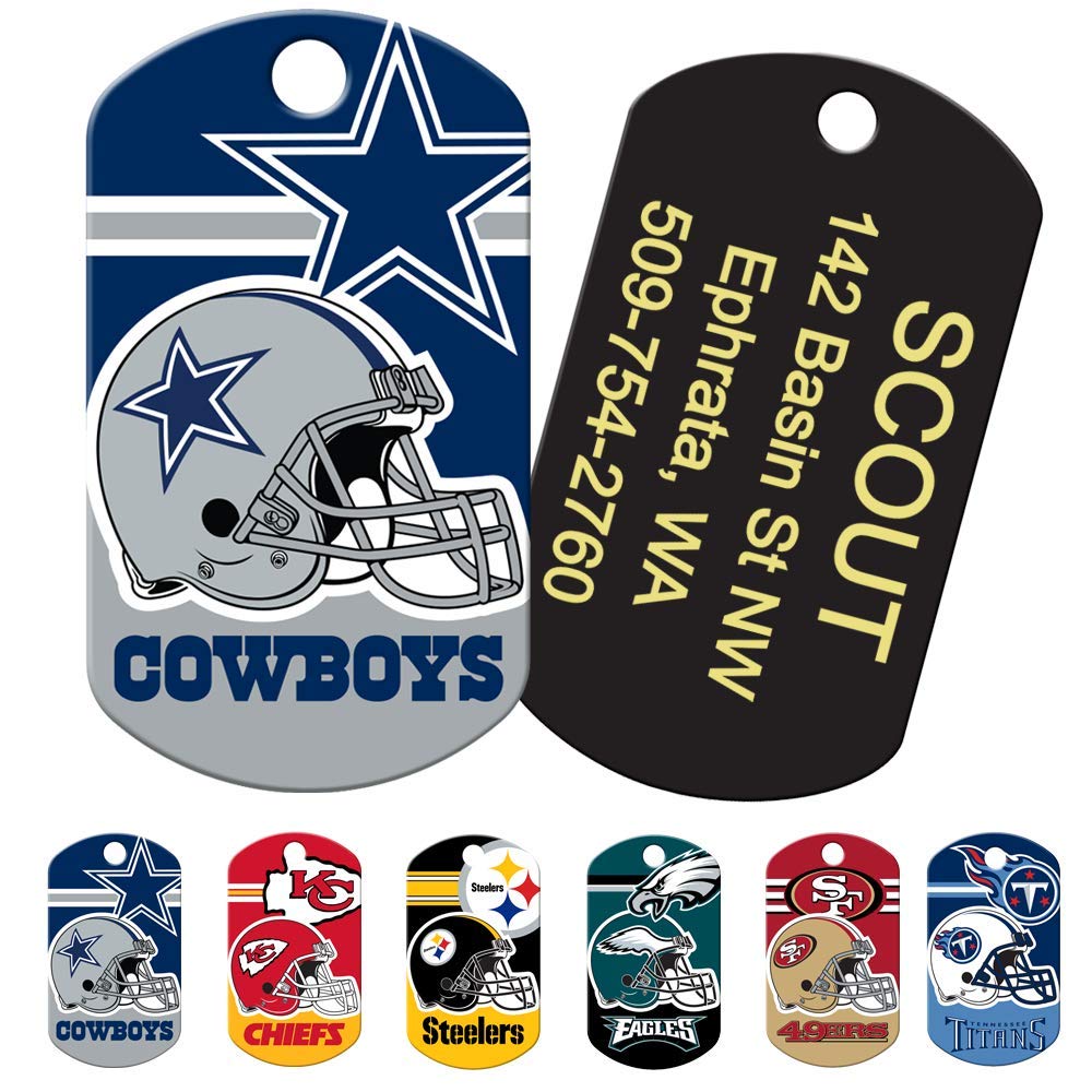 GoTags Personalized NFL Dog Tags, Custom Engraved Pet ID Tag, Oakland Raiders, Military Shape