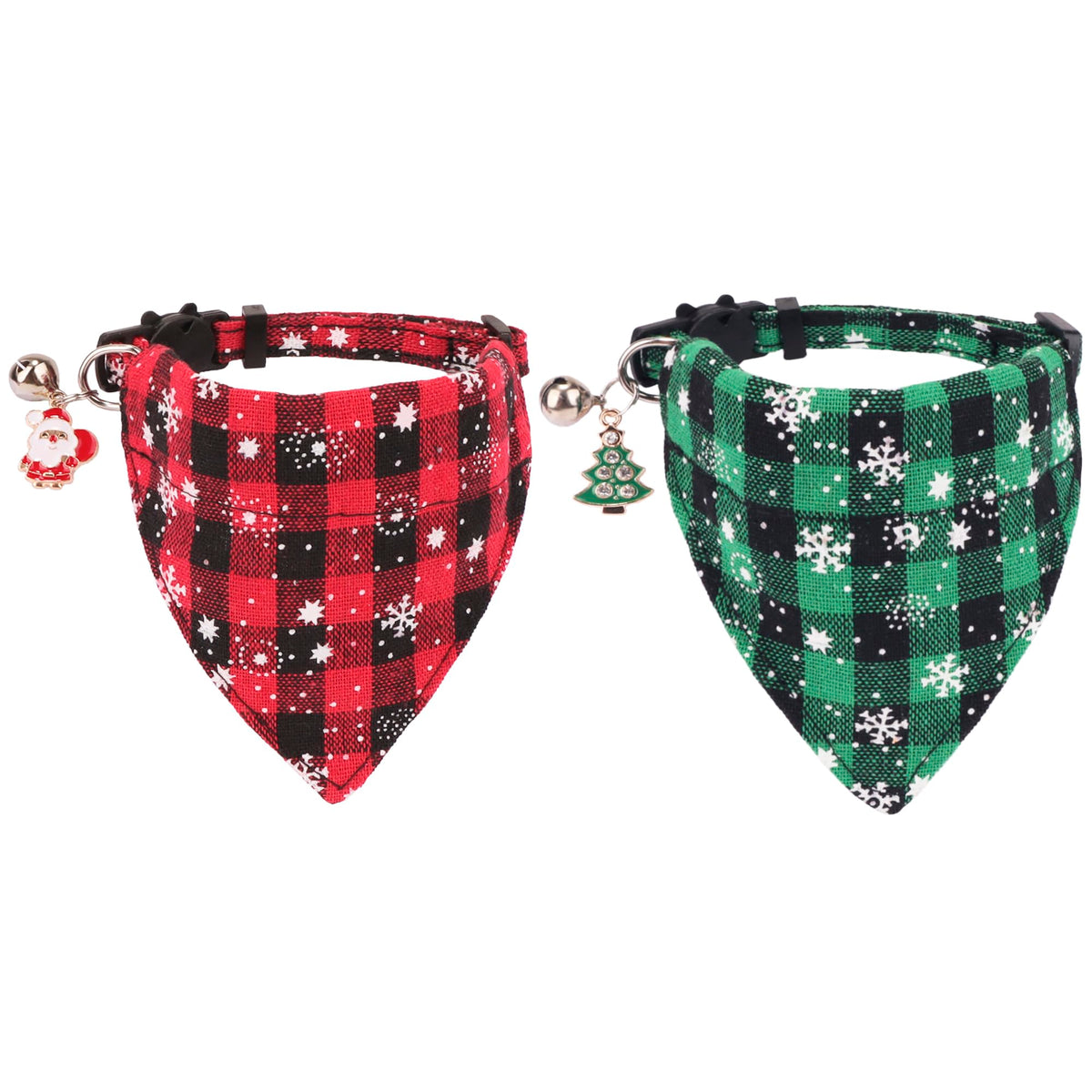 ADOGGYGO Fall Cat Collar Breakaway, Orange Plaid Thanksgiving Cat Bow Tie
